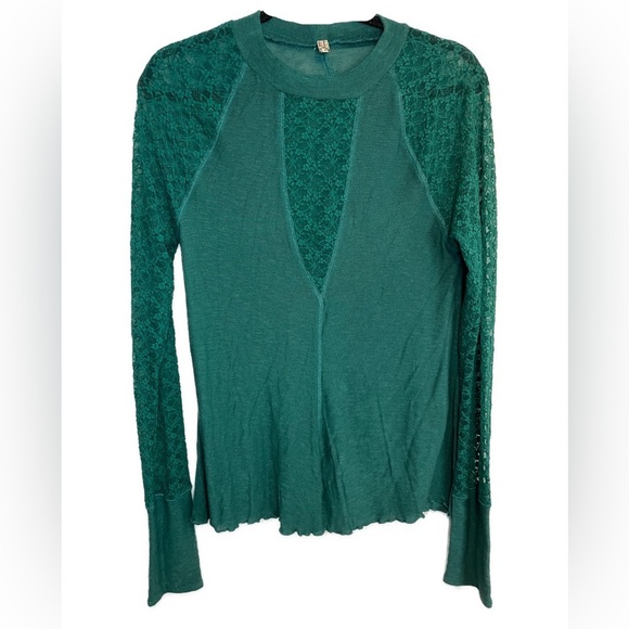 Intimately Free People No Limits Lace Inset Layering Top Green L - Picture 6 of 12